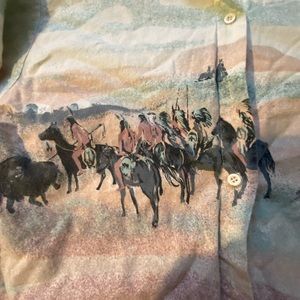 Vintage native Americans and horses button up shirt